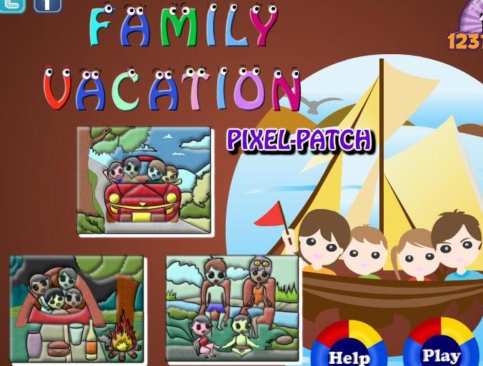family vacation pixel patch flash game